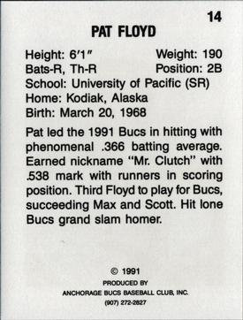 1991 Anchorage Bucs #14 Pat Floyd Back