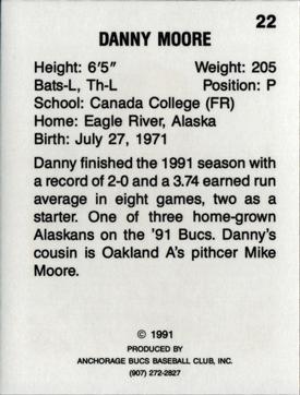 1991 Anchorage Bucs #22 Danny Moore Back