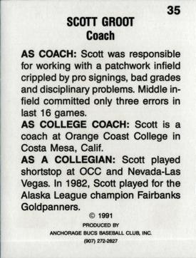 1991 Anchorage Bucs #35 Scott Groot Back
