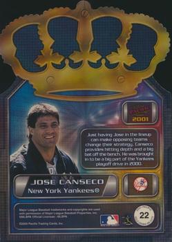 2001 Pacific - Gold Crown Die Cuts Blue #22 Jose Canseco  Back
