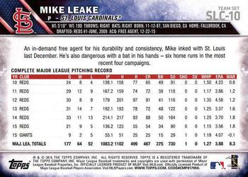 2016 Topps St. Louis Cardinals #SLC-10 Mike Leake Back