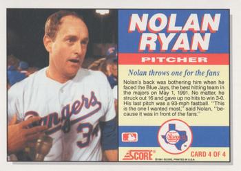 1991 Score Nolan Ryan Life And Times #4 Nolan Ryan Back