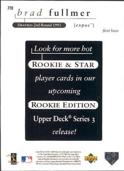 1998 Upper Deck - Rookie Edition Preview #7 Brad Fullmer Back