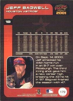 2001 Pacific - Premiere Date #179 Jeff Bagwell  Back