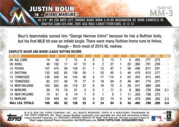 2016 Topps Miami Marlins #MM-3 Justin Bour Back