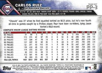 2016 Topps Philadelphia Phillies #PP-3 Carlos Ruiz Back