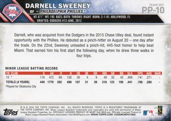 2016 Topps Philadelphia Phillies #PP-10 Darnell Sweeney Back