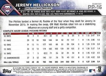2016 Topps Philadelphia Phillies #PP-16 Jeremy Hellickson Back