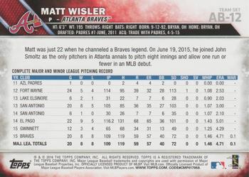 2016 Topps Atlanta Braves #AB-12 Matt Wisler Back