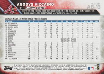 2016 Topps Atlanta Braves #AB-13 Arodys Vizcaino Back