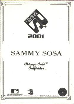 2001 Pacific Private Stock - Artist's Canvas #7 Sammy Sosa  Back