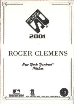 2001 Pacific Private Stock - Artist's Canvas #13 Roger Clemens  Back
