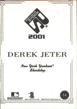 2001 Pacific Private Stock - Artist's Canvas #14 Derek Jeter  Back