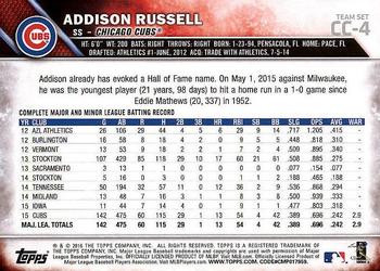 2016 Topps Chicago Cubs #CC-4 Addison Russell Back