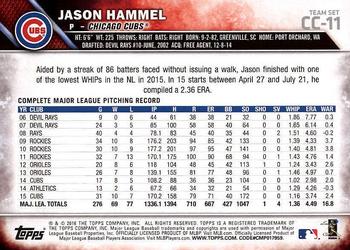 2016 Topps Chicago Cubs #CC-11 Jason Hammel Back