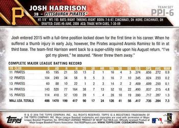 2016 Topps Pittsburgh Pirates #PPI-6 Josh Harrison Back