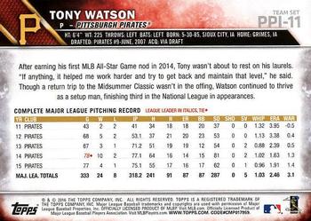 2016 Topps Pittsburgh Pirates #PPI-11 Tony Watson Back