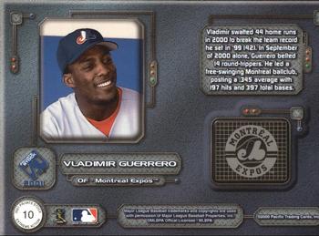 2001 Pacific Private Stock - Extreme Action #10 Vladimir Guerrero  Back