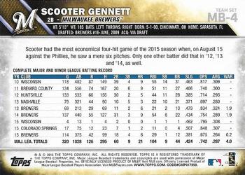 2016 Topps Milwaukee Brewers #MB-4 Scooter Gennett Back