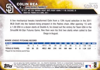 2016 Topps San Diego Padres #SDP-10 Colin Rea Back