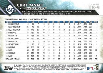 2016 Topps Tampa Bay Rays #TB-9 Curt Casali Back