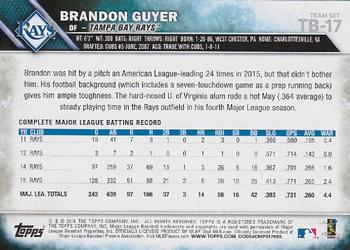 2016 Topps Tampa Bay Rays #TB-17 Brandon Guyer Back