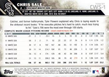 2016 Topps Chicago White Sox #CWS-1 Chris Sale Back