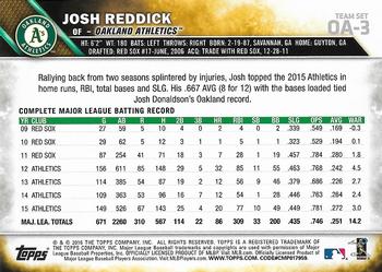 2016 Topps Oakland Athletics #OA-3 Josh Reddick Back
