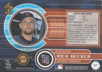 2001 Pacific Private Stock - Game-Used Gear #67 Rich Becker Back