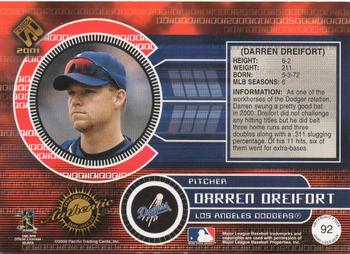 2001 Pacific Private Stock - Game-Used Gear #92 Darren Dreifort Back