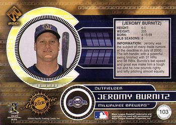 2001 Pacific Private Stock - Game-Used Gear #103 Jeromy Burnitz Back