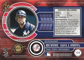 2001 Pacific Private Stock - Game-Used Gear #124 Bernie Williams Back