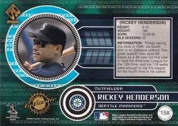 2001 Pacific Private Stock - Game-Used Gear #158 Rickey Henderson Back