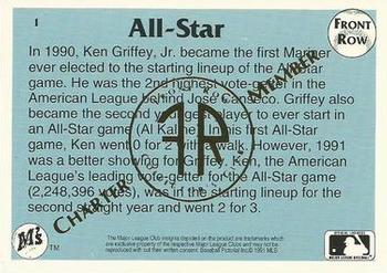 1991 Front Row Ken Griffey Jr. - Charter Member #1 Ken Griffey Jr. Back