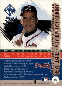 2001 Pacific Private Stock - Gold Portraits #10 Andres Galarraga  Back