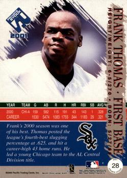 2001 Pacific Private Stock - Gold Portraits #28 Frank Thomas  Back