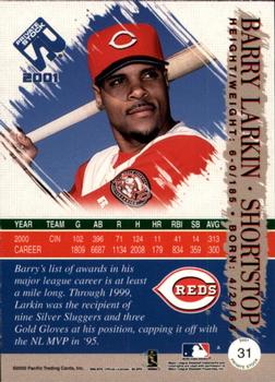 2001 Pacific Private Stock - Gold Portraits #31 Barry Larkin  Back