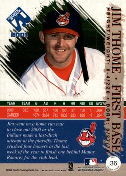 2001 Pacific Private Stock - Gold Portraits #36 Jim Thome  Back