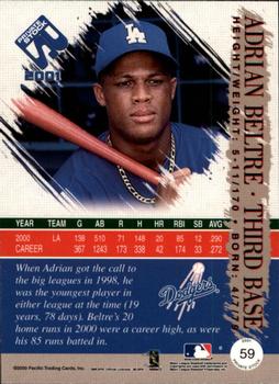 2001 Pacific Private Stock - Gold Portraits #59 Adrian Beltre  Back
