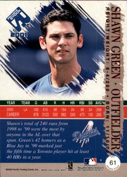 2001 Pacific Private Stock - Gold Portraits #61 Shawn Green  Back
