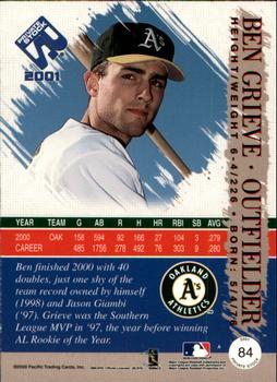 2001 Pacific Private Stock - Gold Portraits #84 Ben Grieve  Back