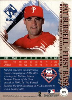 2001 Pacific Private Stock - Gold Portraits #89 Pat Burrell  Back