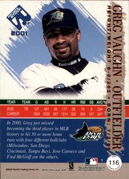 2001 Pacific Private Stock - Gold Portraits #116 Greg Vaughn  Back