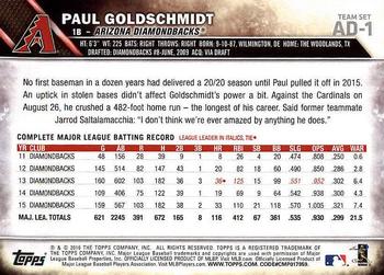 2016 Topps Arizona Diamondbacks #AD-1 Paul Goldschmidt Back