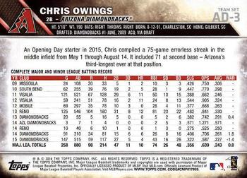 2016 Topps Arizona Diamondbacks #AD-3 Chris Owings Back
