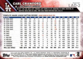 2016 Topps Los Angeles Dodgers #LAD-2 Carl Crawford Back