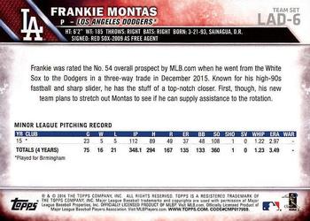 2016 Topps Los Angeles Dodgers #LAD-6 Frankie Montas Back