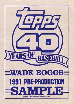 1991 Topps - Pre-Production Sample Panel Singles #NNO Wade Boggs Back
