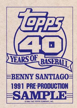 1991 Topps - Pre-Production Sample Panel Singles #NNO Benny Santiago Back