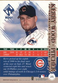 2001 Pacific Private Stock - Premiere Date #25 Kerry Wood  Back